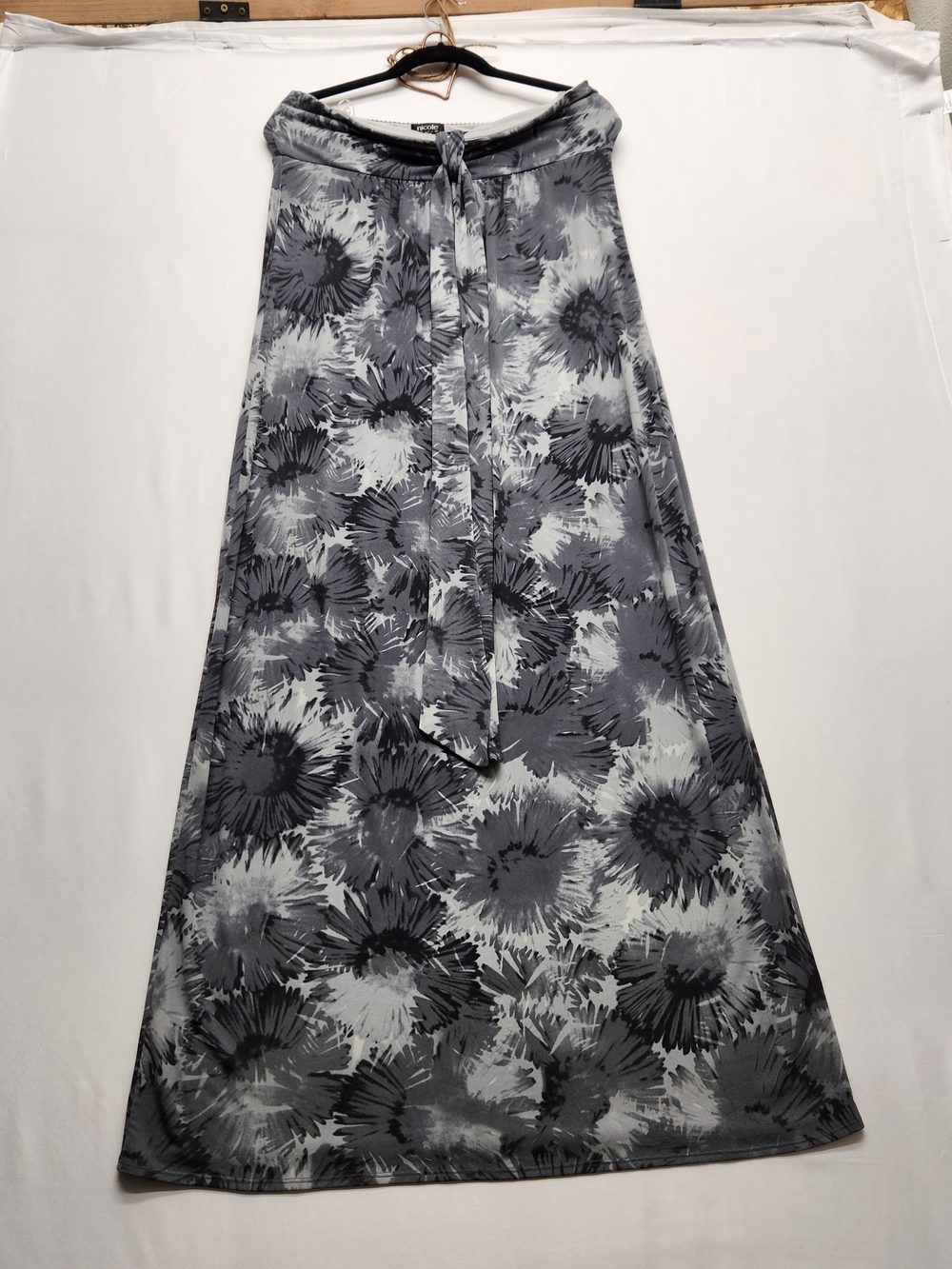 ⭐️Nicole Miller Convertible Maxi Skirt Tube Dress Grey Floral Large Boho Y2K